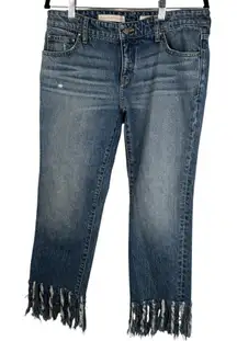Anthropologie‎ Pilcro and the Letterpress Hyphen Fringe Crop Jeans Size 28
