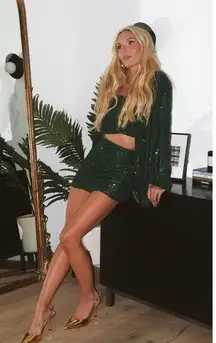 Show Me Your Mumu Dance Blazer Emerald Sequins XS NWT