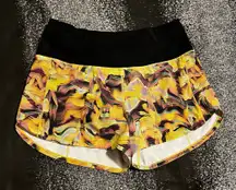Womens sz6 Lululemon Speed Up Shorts "Inflected Highlight Yellow Multi/Black" 