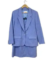 Pendleton  Wool Skirt Suit 2 Piece Set Women's Sz 10 Light Blue / Purple Vintage