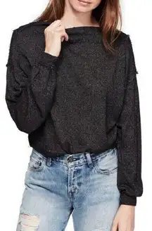 We The Free Free People “Stay With Me” long Sleeve Top Black Small NEW