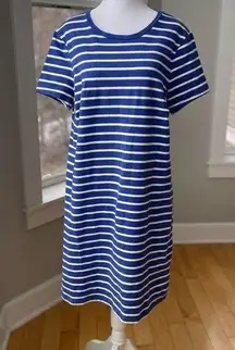 Old Navy Cobalt Blue White Striped Stretch Cotton Tee Shirt Dress Sz XL