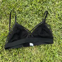 Black Lace Triangle Bra with Adjustable Straps