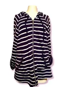 NORTHCREST plus-size navy striped cotton full-zip hoodie size 2x