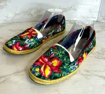 American eagle floral colorful ladies flats slip on shoes size 9