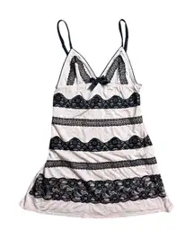 VS Sexy Little Things Pink Black Lace Slip dress Y2K Size Small