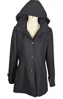 Kenneth Cole Wool Blend Overcoat Black Size 10