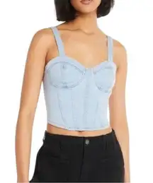 No Boundaries Denim Corset Light Blue Bustier Top coastal cowgirl boho western