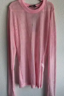 Current Mood Pink Fishnet Top