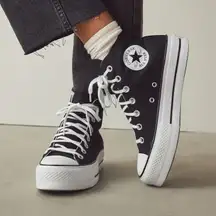 Converse High Top Platform Lift Sneakers in Black