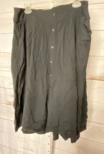 Brand New Torrid Women's Size 1X 14-16 Black Faux Buttons Button Up Midi Skirt