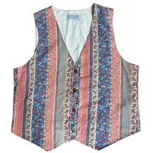 Jantzen Vintage 90s Cottagecore Prairie Hippie Embroidered Quilted Floral Vest