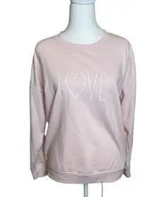 RAE DUNN Crewneck Love Sweatshirt Small Soft Pink Valentine’s Day Casual Novelty