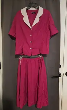 Whirlaway Frocks Suit Set, Pink Pearl Sz Large, Vintage Skirt Suit, Retro Outfit