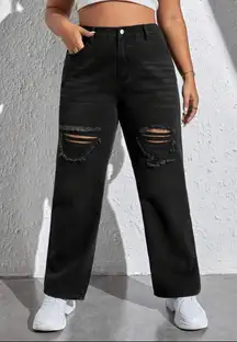 Black Distressed Mom Jeans