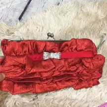 Red Evening Bag with Rhinestone Bow
