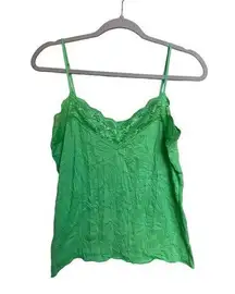 Y2K Bongo Juniors Neon Green Lace Camisole Tank Top Size Large