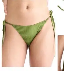 J. Crew Wide-Rib Curved-Waist Cheeky String Bikini Bottom W/ Rings‎ Sz M NEW