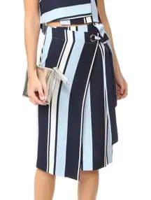 J.O.A. White Striped Wrap Skirt