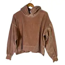 Aerie Velour Cropped Hoodie Womens XS Dusty Rose Cozy Lounge Athleisure
