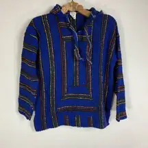 Blue Striped Baja Hoodie Jacket Sz Medium