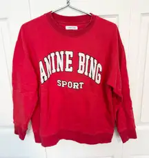 Anine Bing Sport Red Crew Neck Sweatshirt MEDIUM