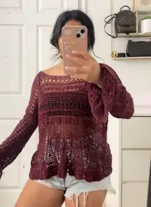 burgundy crochet top
