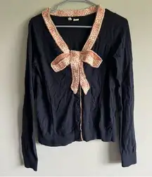 Moth by Anthropologie Navy‎ Button Cardigan with Bow Womens Medium