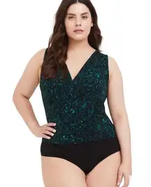 Torrid Studio Knit Surplice Emerald Bodysuit W-187 NWOT Plus Size 1X