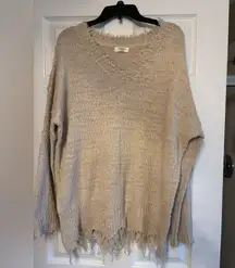 Like new Umgee Beige Fringed Sweater. Size L.