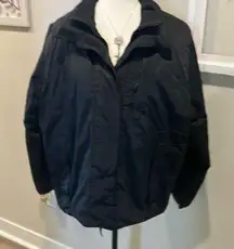 Calvin Klein black puffer coat many inside pockets zipper&Velcro closure also 1G