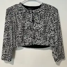 Dressbarn Collection Black & White Sequin Crop Jacket | Size 6 Elegant Evening B