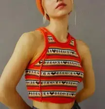 BDG Urban Outfitters Heart Breaker Orange brown knit cropped vest top, size XS