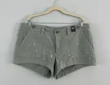NWT Abercrombie & Fitch Ames Low Rise Green Paint Splatter Boyfriend Shorts