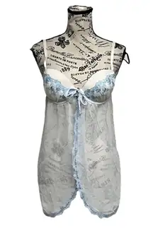 APT 9 Vintage Retro Y2k Babydoll Sheer Blouse Nighty Preppy Coastal Beach M Boho