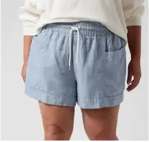 Athleta Cabo Blue Linen Shorts, Size 24