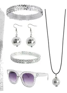 NWT 6 Pc Women's 70s Disco Costume Accessory Set