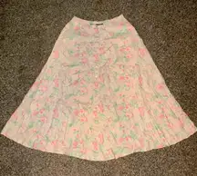 Lauren Ralph Lauren • 90s Linen Button Front Maxi Circle Skirt Soft Size 10