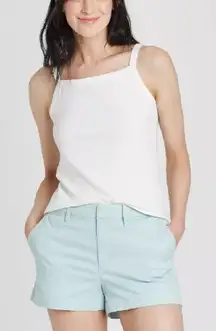 White Square Neck Ribbed Tank Top Size XS