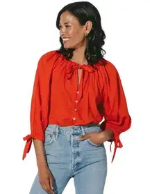 Cleobella Ryan Blouse in Cherry Red Size Medium New