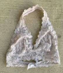 Free People Halter Light Pink Lace Neck Bralette, Size Small