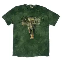 The Mountain Graphic Tee Green Stone Wash Tigers Graphic T-Shirt Size Medium