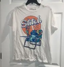 Disney stitch, tropical lounge chair, and drink colorful Graphic shirt