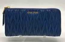 Miu Miu Navy Continental Leather Wallet