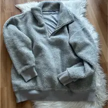 Polo Ralph Lauren Women’s M Grey Fleece Sherpa Deep‎ High Pile Sweatshirt