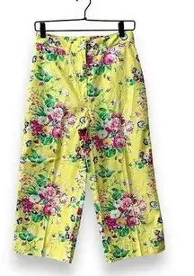 Yellow Floral Wide Leg Crop Pant Size 4