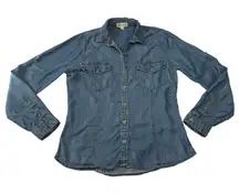 Cloth & Stone Chambray Button Up Shirt Size Medium Casual Lightweight Classic