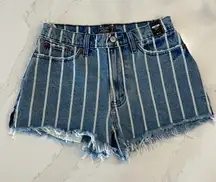 Abercrombie & Fitch Annie High Rise Striped Denim Shorts