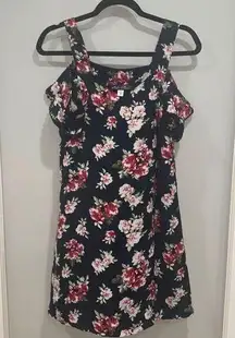 Blue Rain Juniors Floral Flower Print Cold Shoulder Tank Sun Brunch Dress XS