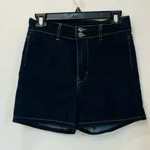 Angry Rabbitt High waisted dark denim two button shorts size 28 Mod Cloth